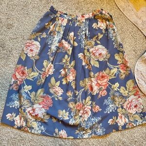 Alfred Dunner Indigo blue floral midi skirt with elastic waistband